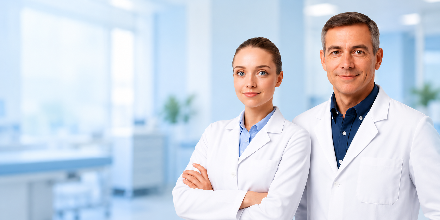 Illustrative scene of two medical professionals